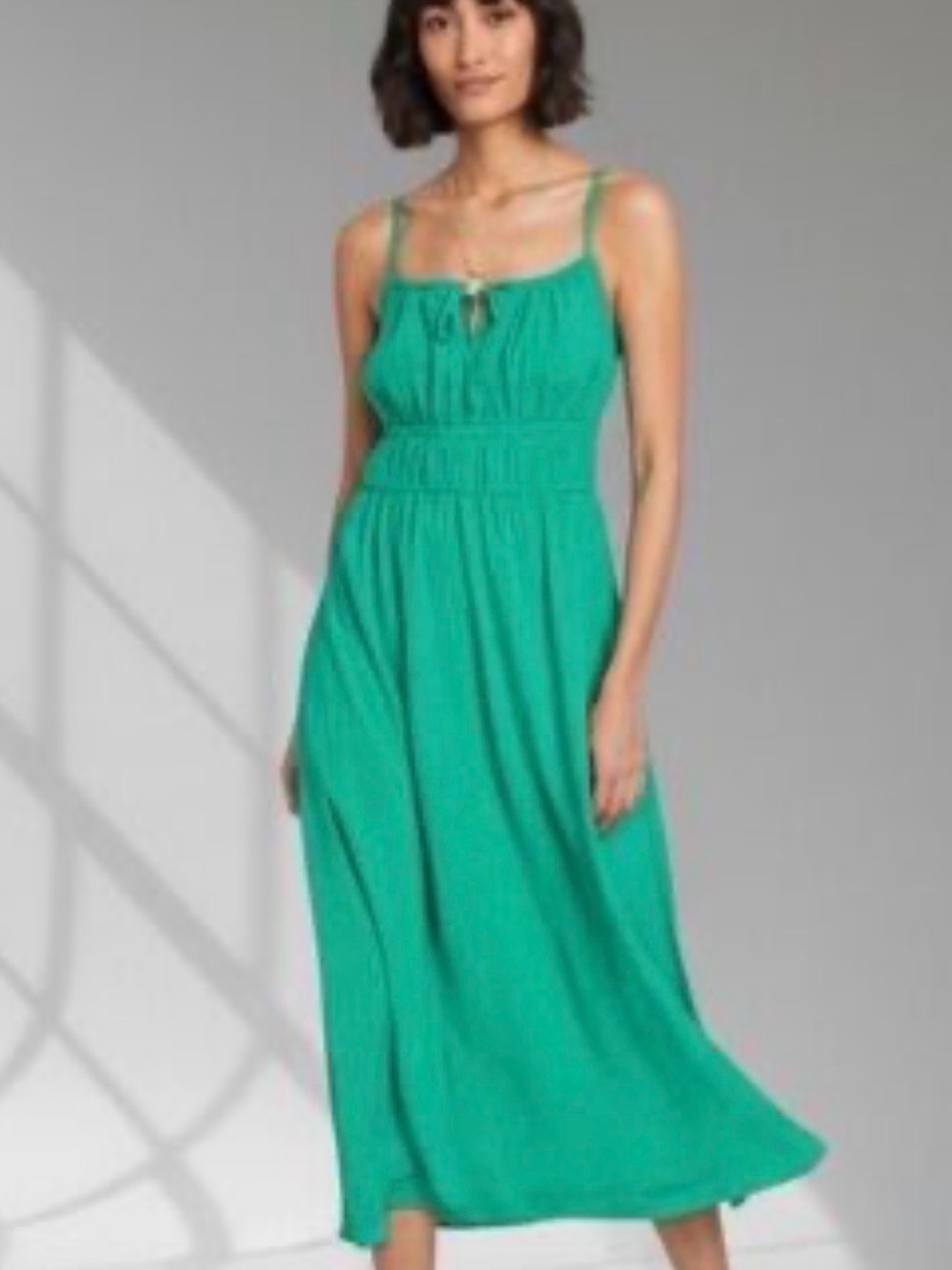 On 34th Green Sleeveless Maxi Dress with Smocked Waist size small New